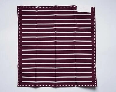 Brunello Cucinelli $195 Cotton Pocket Square Barolo Red White Striped Dot Print - Image 1 of 4