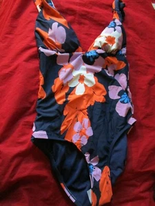 Sea Angel Doheny Bloom Navy 1 Piece Tie On Swimsuit Bathing Suit Small - Picture 1 of 4