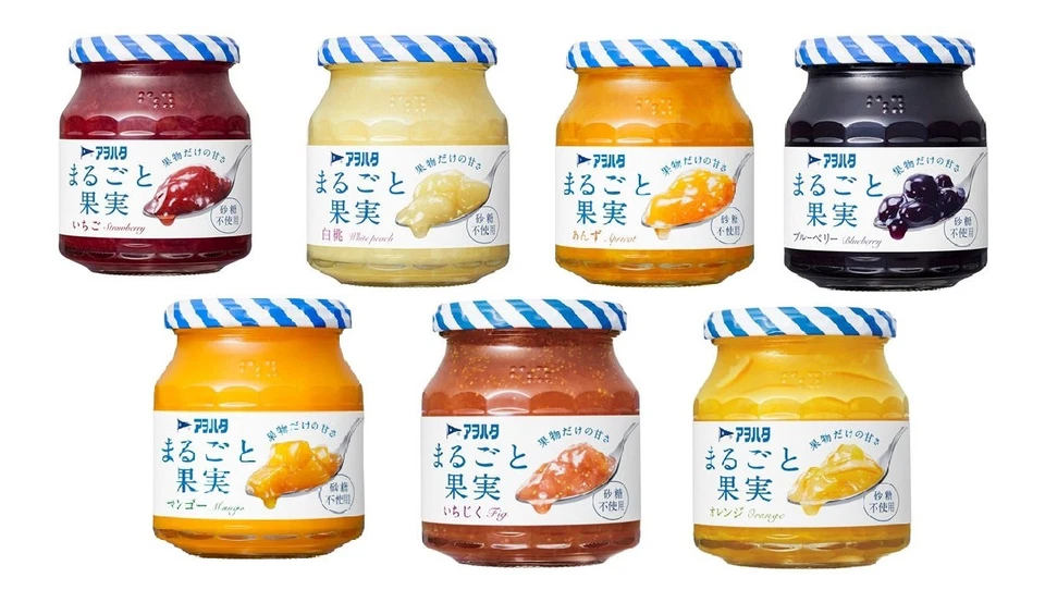 Kewpie Aohata, Sugar-free Fruits Jam, "Marugoto Kajitsu", 7 kinds, 250g, Japan