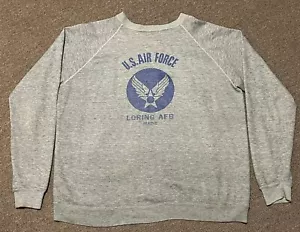 Vintage 60s 70s Large US Air Force Loring AFB Maine Crewneck Sweatshirt USAF - Picture 1 of 10
