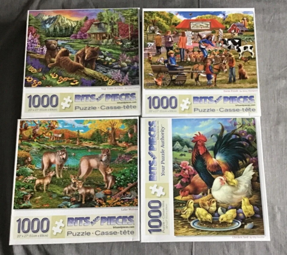 Lote 4 1000 Piezas Rompecabezas Bits y Piezas Animales Granja Pollos Lote NUEVO Foto 1 de 1