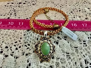 Carolyn Pollack Relios Sterling Mixed Metals Jade Enhancer Pendant Necklace WOW - Picture 1 of 2