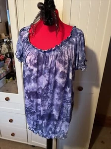 M&CO Ladies Blue Floral Short Sleeve Lightweight Top Size XL - Picture 1 of 9