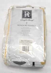 DraftWay 2 Window Panels Grommet Blackout Curtains Gold Black 52" x 63" - Picture 1 of 5