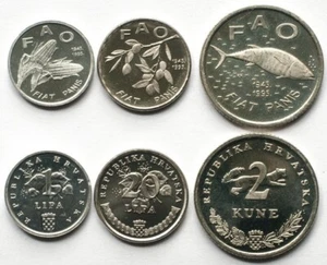 Croacia Juego 3 Monedas 1995 FAO UNC (#4350) - Imagen 1 de 1