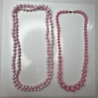 H1 Lot Pastel Cotton Candy Pink Resin Beaded Mcm Mod 70s Retro Necklaces 24”