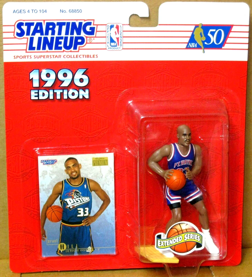 GRANT HILL ~ PISTONES DETROIT ~ 1996 SLU ALINEACIÓN INICIAL NBA DEPORTES FIGURA DE ACCIÓN NUEVO EN PAQUETE Foto 1 de 1