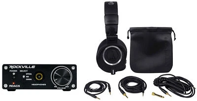 Audio Technica ATH-M50X Studio Headphones+DAC Headphone Amplifier Amp - Image 1 of 4