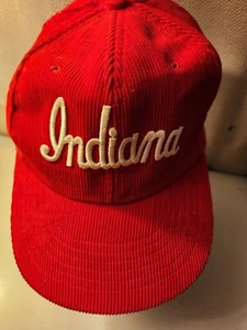 Vintage Indiana University Hoosiers IU Hat Cap Script Red Corduroy SnapBack - Picture 1 of 6