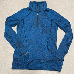Lululemon Rush Hour Jacke Größe 4 blau schwarz 1/4 Reißverschluss Daumenlöcher Stretch - Bild 1 von 10