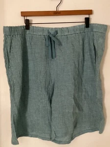 Women "Eileen Fisher" green checkered elastic waist shorts. Size 2X. P.O. - Picture 1 of 2