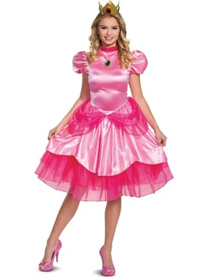 h Super Mario Brothers Princess Peach Deluxe ADULT Women's Costume LARGE 12 - 14 - Photo 1/4