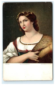 Cartolina d'epoca Firenze La Fornarina Raffaello Sanzio arte litografia - Foto 1 di 2