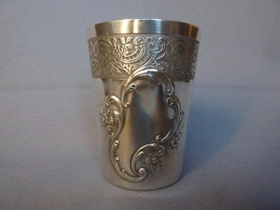 TIMBALE ANCIENNE ARGENT MASSIF POINCON MINERVE 1er TITRE NAPOLEON III ROCAILLE - Photo 1/4