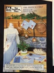 Vintage Gans Schnittmuster Schürze Tischsets Topflappen French Chef 80er Marder - Bild 1 von 3