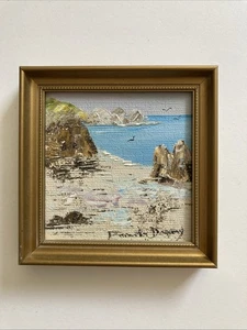 Dipinto olio originale Pamela Dorey Guernsey Moulin Huit firmato miniatura incorniciata - Foto 1 di 7