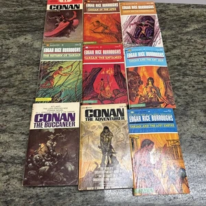 9 edgar rice burroughs lot Tarzan Conan vintage paperback 1960s lot - Foto 1 di 16