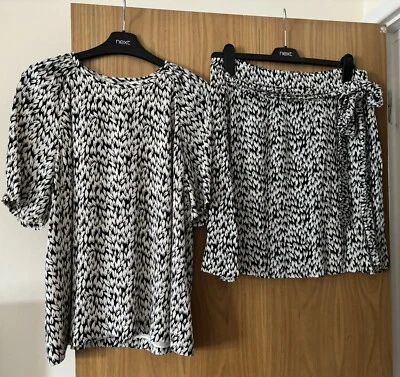 Whistles Petal Print Blouse & Skirt UK14 - Image 1 of 4