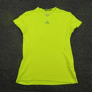 Adidas Shirt Womens Medium Neon Yellow Climalite Running V-Neck Breathable Gym - Picture 1 of 10