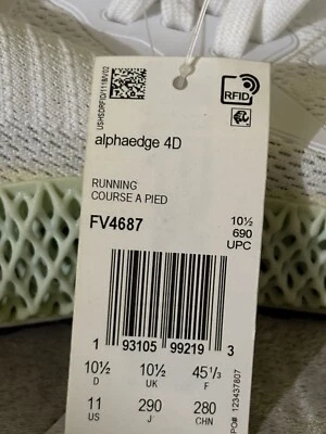 Размер 11 - adidas AlphaEdge 4D обувь белый - Изображение 1 из 4