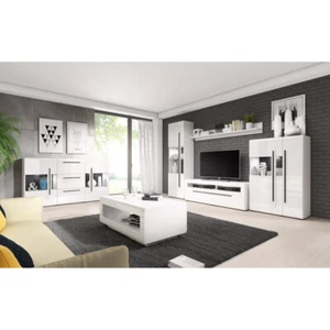 Wohnzimmer Set inkl. Wohnwand Sideboard Couchtisch, Vitrine, Wandboard   - Bild 1 von 12