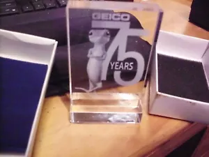 GEICO 75 YRS 1936-2011 PAPER WEIGHT 4 1/2 " X 2 1/2" WITH GECKO INSURANCE - Picture 1 of 5