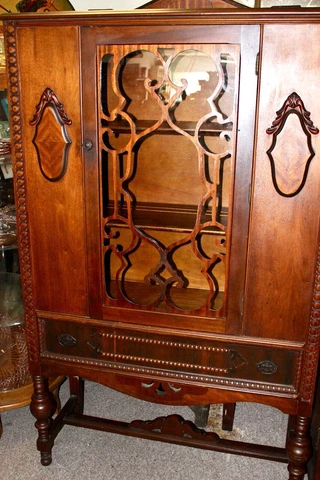 Vintage China Cabinet Cupboard Hutch with Glass Door Cover