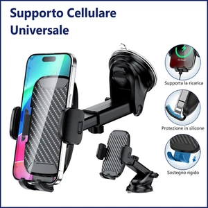 Supporto smartphone auto universale ventosa parabrezza cruscotto porta cellulare - Foto 1 di 13