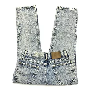 Vintage 90s Kids Lee Acid Wash Blue Denim Jeans 28 Husky 26x24 Snap Closure - Picture 1 of 5