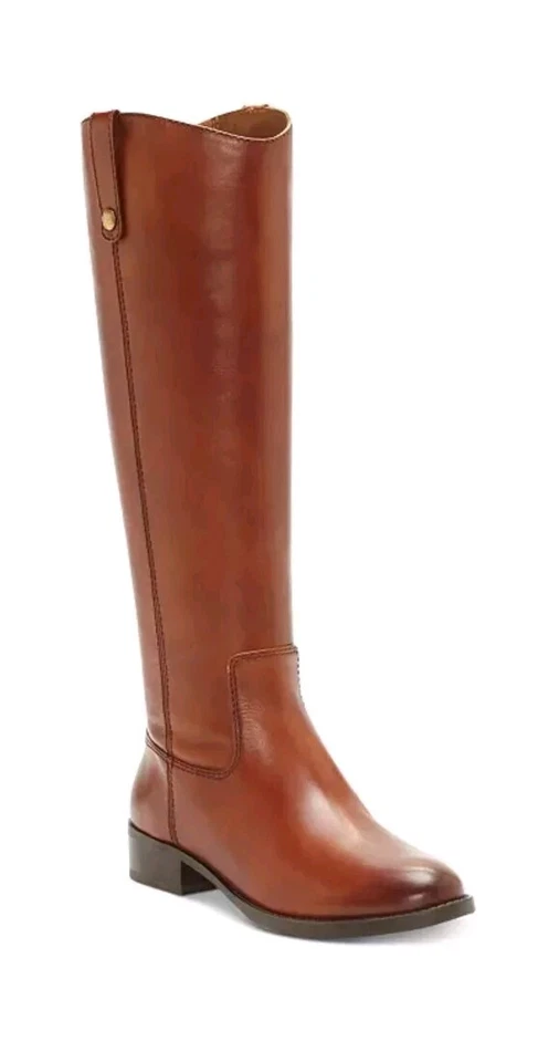 INC 女式米色 Fawne 圆头拉链皮靴鞋 7M 宽小腿 全新带盒 — 第 1/4 张图片