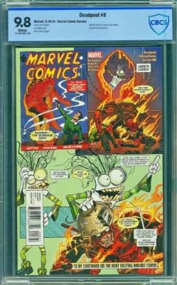 DEADPOOL #8 CBCS 9.8 NM/M SABRETOOTH APP SECRET COMIC VARIANT (NOT CGC) 2016 MCU - Image 1 of 2