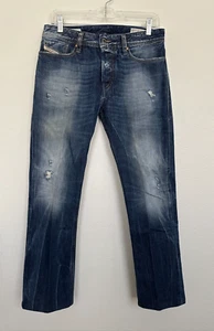 Diesel New Fanker Slim Bootcut Jeans Medium Wash Blue Button Fly Distress Men 28 - Picture 1 of 12