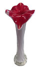 VTG Murano Style Jack in the Pulpit Vase 18in.Red&White Daniel Brand Glassware
