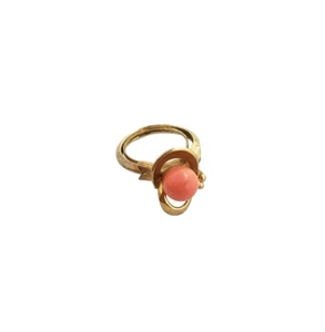 Vintage Avon Spindrift 1975 goldfarben verstellbar Kunstkoralle Kugel Perlen Ring - Bild 1 von 5