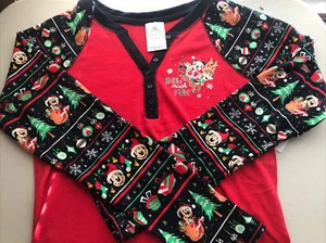 Holiday Disney Mickey Minnie Christmas Thermal Long Sleeve Women XS - Picture 1 of 5