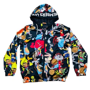 Members Only Jacket Men Sz M Looney Tunes Collab Space Jam Coat Hooded Full Zip - Picture 1 of 12