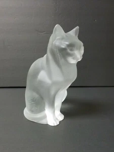 Vintage Lalique CHAT ASSIS Frosted Crystal Sitting Cat Figure - Picture 1 of 12