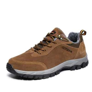 Men Comfortable Suede Hiking Shoes Non-slip Keep Warm Tourist Trekking Sneakers - Picture 1 of 14