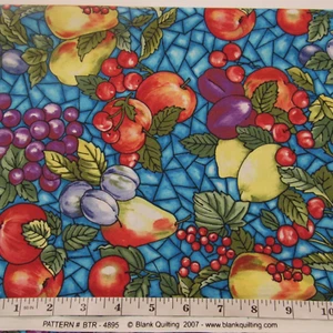 2007 Mosaic Fruits 1.75yds Blank Quilting Cotton Sew Quilt Craft Fabric - Picture 1 of 2