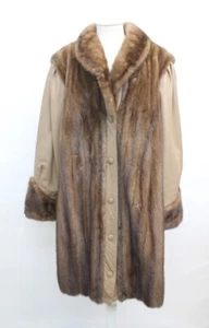 EXCELENTE CHAQUETA ABRIGO DE CUERO DE VISÓN CANADIENSE DEMI BUFF MUJER TALLA 18-20 - Imagen 1 de 5