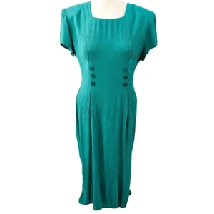 Vintage Betsy Lauren Midi-Kleid blaugrün quadratischer Ausschnitt - Bild 1 von 8