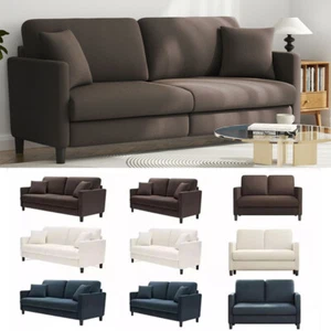 Modern 2 3 Seater Teddy Velvet Sofa Love Seat with 2 Pillows Couch Settee Home - Picture 1 of 68
