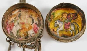 Antiguo Bizantino o Copto Relicario Pintado a Mano Santuario Estuche Amuleto Bazuband - Imagen 1 de 12