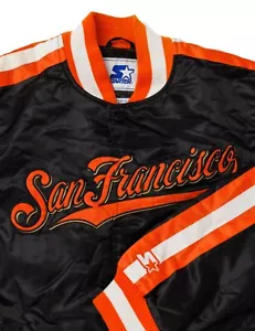 Starter Official MLB San Francisco Giants Jacket Smal Satin Bomber Spellout GIII - Picture 1 of 15