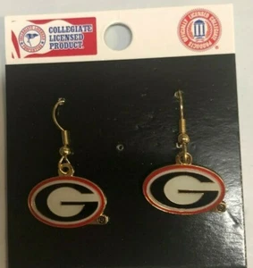 Georgia Bulldogs UGA Football Team NCAA Logo Charm Gold Dangle Earrings Set - Picture 1 of 2