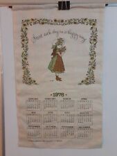 Vintage 1976 cloth calendar start each day in a happy way Holly Hobbie kitchen