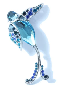 DANIEL SWAROVSKI SPILLA CRYSTAL PARADISE BIRD BOKALI BLU UCCELLO PARADISO NUOVO - Imagen 1 de 1
