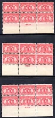 US 1926 LIBERTY BELL FIVE DIFFERENT PLATE # BLOCKS OF 6 SC. #627 NEVER HINGED - Image 1 of 4