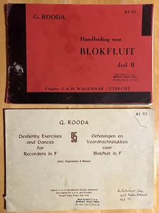 2 Vintage Rooda Dexterity Exercise Books for Recorders - from Holland - Picture 1 of 6