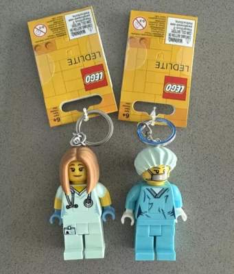 LEGO LED Keychain Light Surgeon & Nurse Set 3" Minifigure Lot Of 2 NEW - Image 1 of 4